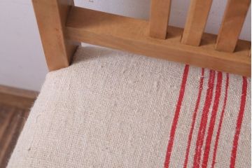 アンティーク家具　和製アンティーク　ブナ材製!アンティークリネン座面のシンプルなダイニングチェア