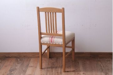 アンティーク家具　和製アンティーク　ブナ材製!アンティークリネン座面のシンプルなダイニングチェア