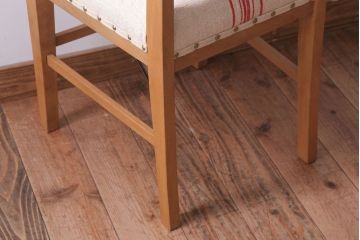 アンティーク家具　和製アンティーク　ブナ材製!アンティークリネン座面のシンプルなダイニングチェア