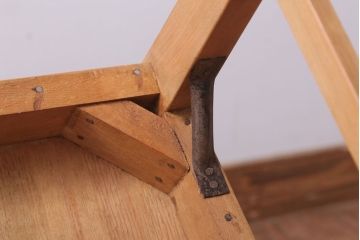 アンティーク家具　和製アンティーク　ブナ材製!アンティークリネン座面のシンプルなダイニングチェア