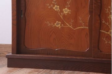 アンティーク家具　和製アンティーク　高級杉材!蒔絵が美しい茶棚(茶箪笥・飾り棚)