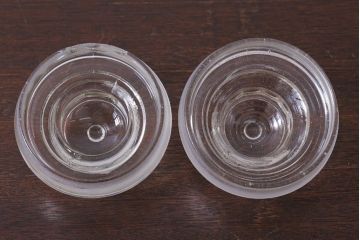 アンティーク雑貨　昭和レトロ　ガラス蓋のガラス瓶2個セット