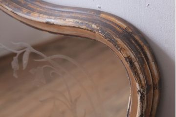 アンティーク雑貨　イギリスビンテージ　大きな壁掛けミラー(鏡)