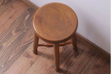 レトロ家具　アンティーク　レトロでかわいい古い木のおしゃれな丸スツール