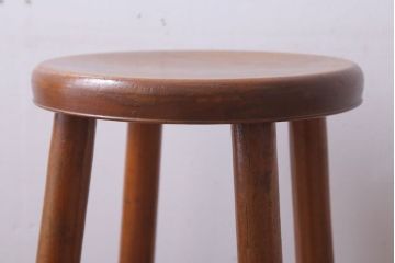 レトロ家具　アンティーク　レトロでかわいい古い木のおしゃれな丸スツール