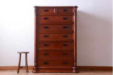 中古　高級品　彫刻が美しい唐木材のチェスト