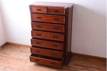 中古　高級品　彫刻が美しい唐木材のチェスト