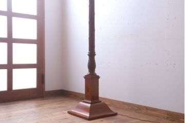 イギリスビンテージ　高級品!象嵌と彫刻が美しいフロアスタンドライト(照明)