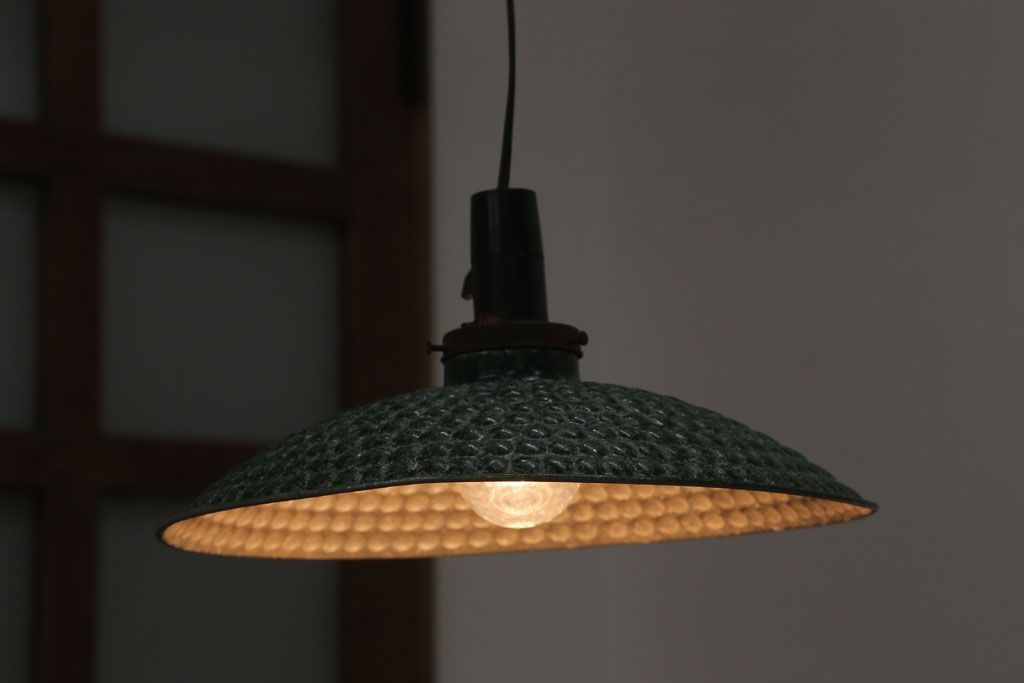 和製アンティーク　古いアルミシェードの天井照明(ペンダントライト)(2)