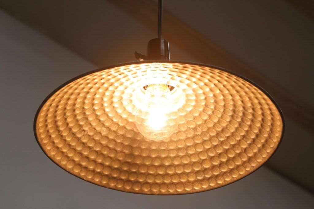 和製アンティーク　古いアルミシェードの天井照明(ペンダントライト)(2)