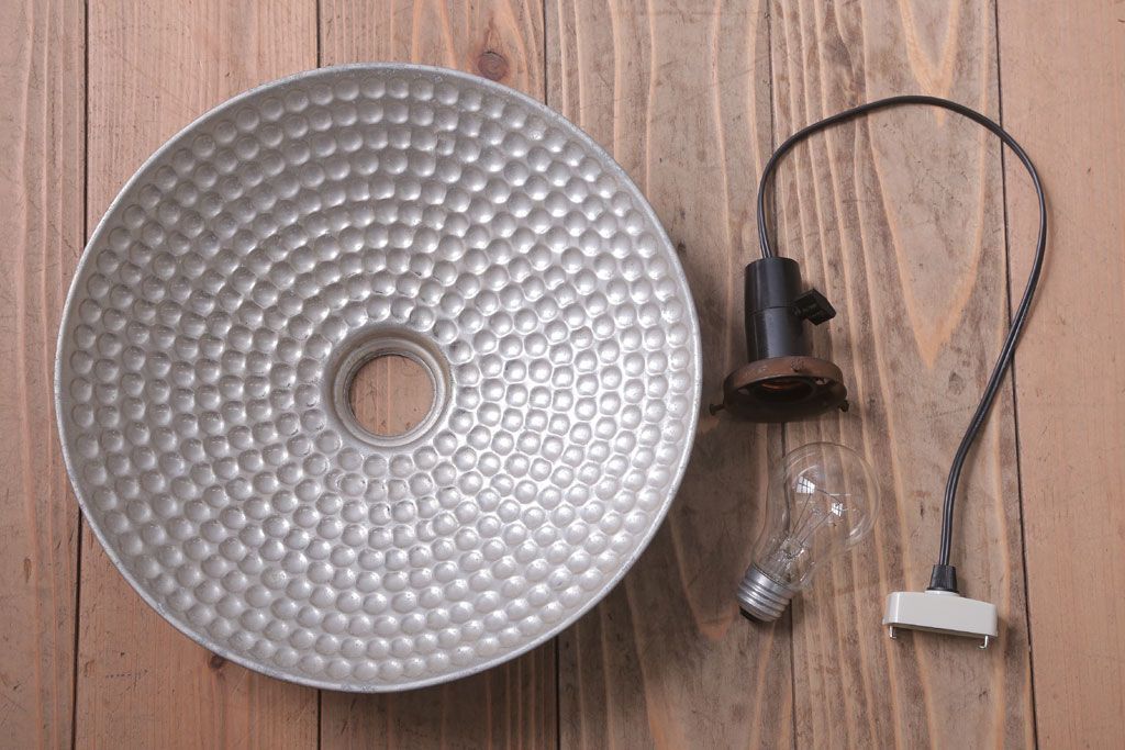 和製アンティーク　古いアルミシェードの天井照明(ペンダントライト)(2)