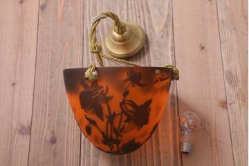 フランスビンテージ de Vianne ガレ風 カメオガラス吊り下げ照明(アールヌーヴォー)