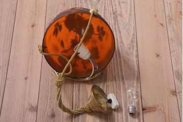 フランスビンテージ de Vianne ガレ風 カメオガラス吊り下げ照明(アールヌーヴォー)