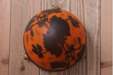 フランスビンテージ de Vianne ガレ風 カメオガラス吊り下げ照明(アールヌーヴォー)