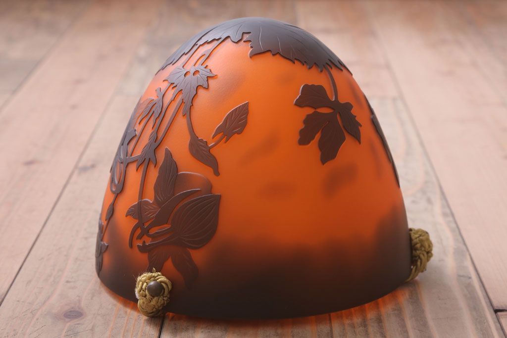 フランスビンテージ de Vianne ガレ風 カメオガラス吊り下げ照明(アールヌーヴォー)