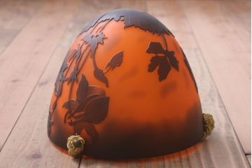 フランスビンテージ de Vianne ガレ風 カメオガラス吊り下げ照明(アールヌーヴォー)