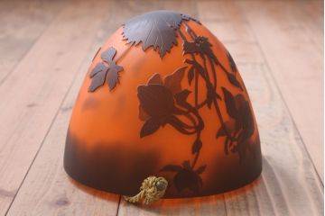 フランスビンテージ de Vianne ガレ風 カメオガラス吊り下げ照明(アールヌーヴォー)