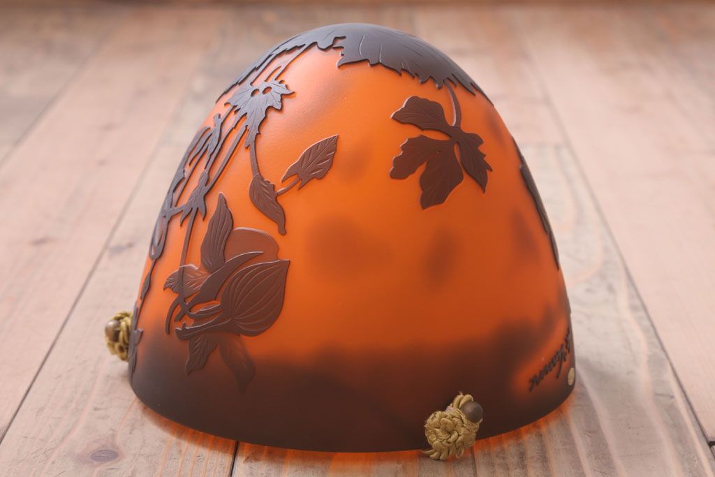 フランスビンテージ de Vianne ガレ風 カメオガラス吊り下げ照明(アールヌーヴォー)