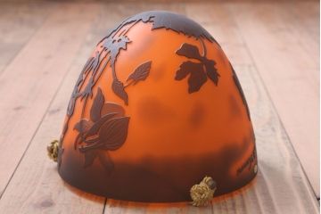 フランスビンテージ de Vianne ガレ風 カメオガラス吊り下げ照明(アールヌーヴォー)