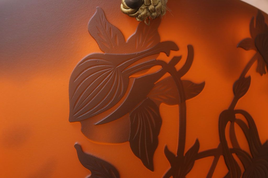 フランスビンテージ de Vianne ガレ風 カメオガラス吊り下げ照明(アールヌーヴォー)