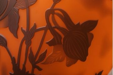 フランスビンテージ de Vianne ガレ風 カメオガラス吊り下げ照明(アールヌーヴォー)