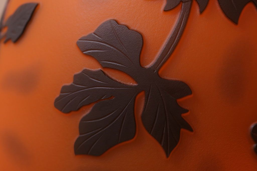 フランスビンテージ de Vianne ガレ風 カメオガラス吊り下げ照明(アールヌーヴォー)