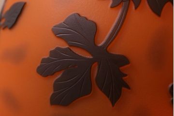 フランスビンテージ de Vianne ガレ風 カメオガラス吊り下げ照明(アールヌーヴォー)