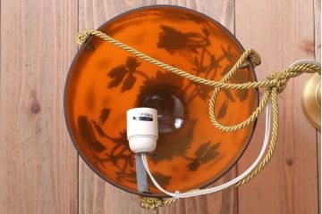 フランスビンテージ de Vianne ガレ風 カメオガラス吊り下げ照明(アールヌーヴォー)