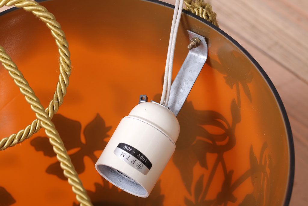 フランスビンテージ de Vianne ガレ風 カメオガラス吊り下げ照明(アールヌーヴォー)