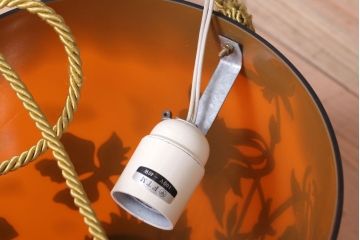 フランスビンテージ de Vianne ガレ風 カメオガラス吊り下げ照明(アールヌーヴォー)