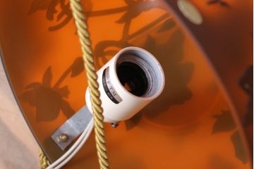 フランスビンテージ de Vianne ガレ風 カメオガラス吊り下げ照明(アールヌーヴォー)