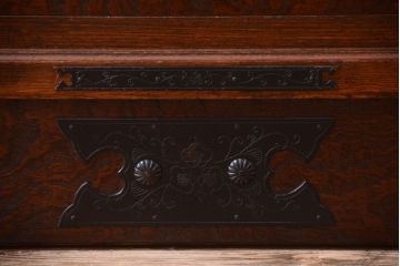 中古　民芸家具　玉杢・内桐材製の高級観音衣装箪笥(桐箪笥、桐たんす)