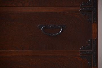 中古　民芸家具　玉杢・内桐材製の高級観音衣装箪笥(桐箪笥、桐たんす)