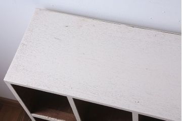 アンティーク家具　アンティーク　オリジナルペイント!白ペンキの古いマス目棚(2)