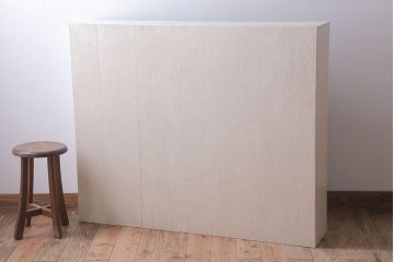 アンティーク家具　アンティーク　オリジナルペイント!白ペンキの古いマス目棚(2)