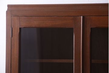 レトロ家具　昭和レトロ　シンプルな木製カップボード(食器棚)