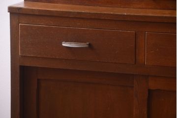 レトロ家具　昭和レトロ　シンプルな木製カップボード(食器棚)