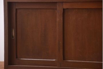 レトロ家具　昭和レトロ　シンプルな木製カップボード(食器棚)