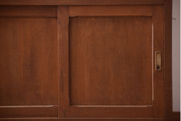 レトロ家具　昭和レトロ　シンプルな木製カップボード(食器棚)