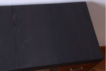 レトロ家具　昭和レトロ　モールガラス入り!古い木製のアンティークチェスト