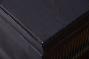 レトロ家具　昭和レトロ　モールガラス入り!古い木製のアンティークチェスト