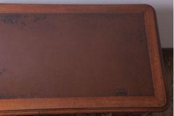 アンティーク家具　イギリスアンティーク　マホガニー・オーク材製　上品な彫刻の最高級両袖デスク(両袖机)