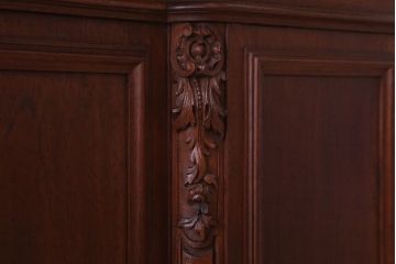 アンティーク家具　イギリスアンティーク　マホガニー・オーク材製　上品な彫刻の最高級両袖デスク(両袖机)