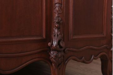 アンティーク家具　イギリスアンティーク　マホガニー・オーク材製　上品な彫刻の最高級両袖デスク(両袖机)