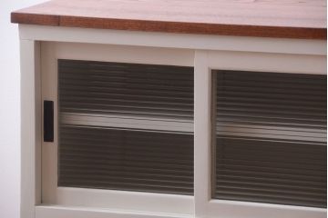 アンティーク家具　アンティークペイント　栗材天板のリメイクカウンターテーブル