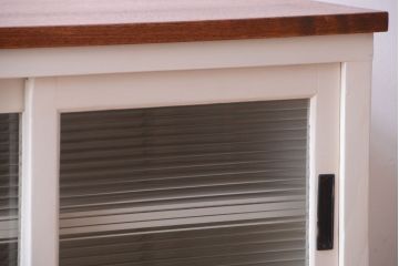 アンティーク家具　アンティークペイント　栗材天板のリメイクカウンターテーブル