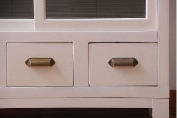 アンティーク家具　アンティークペイント　栗材天板のリメイクカウンターテーブル