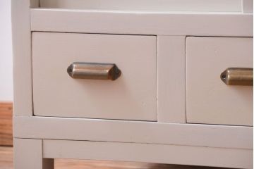 アンティーク家具　アンティークペイント　栗材天板のリメイクカウンターテーブル