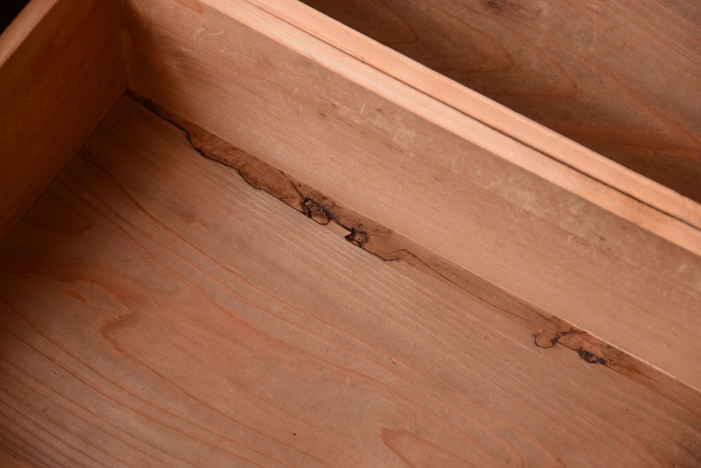 アンティーク家具　和製アンティーク　結霜ガラス入り!古い木の食器棚(収納棚・戸棚)