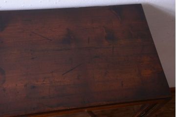 アンティーク家具　和製アンティーク　結霜ガラス入り!古い木の食器棚(収納棚・戸棚)